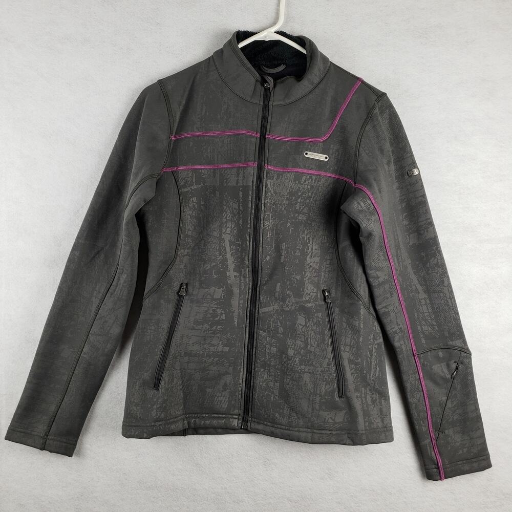 Under Armour Women's M Fleece Lined Outdoor Jacket Black Marl Purple Stripe Fall